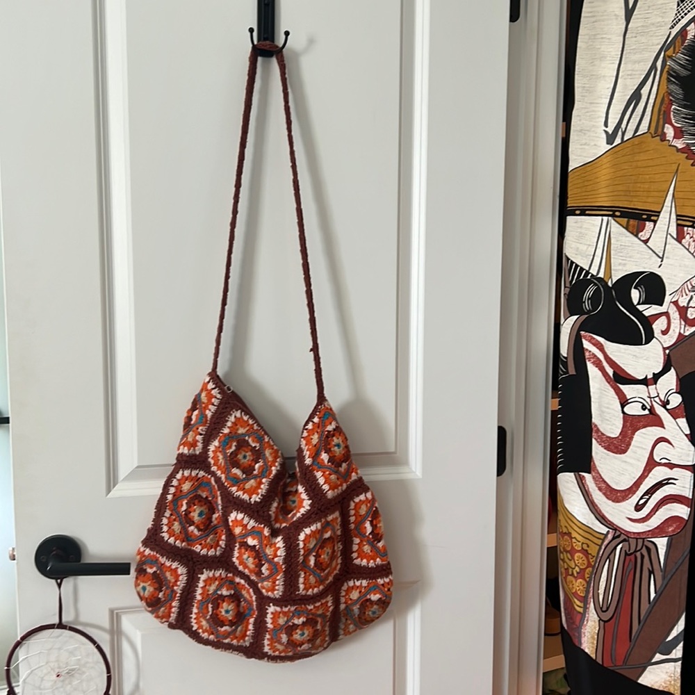 Free People boho crossbody bag - crochet design